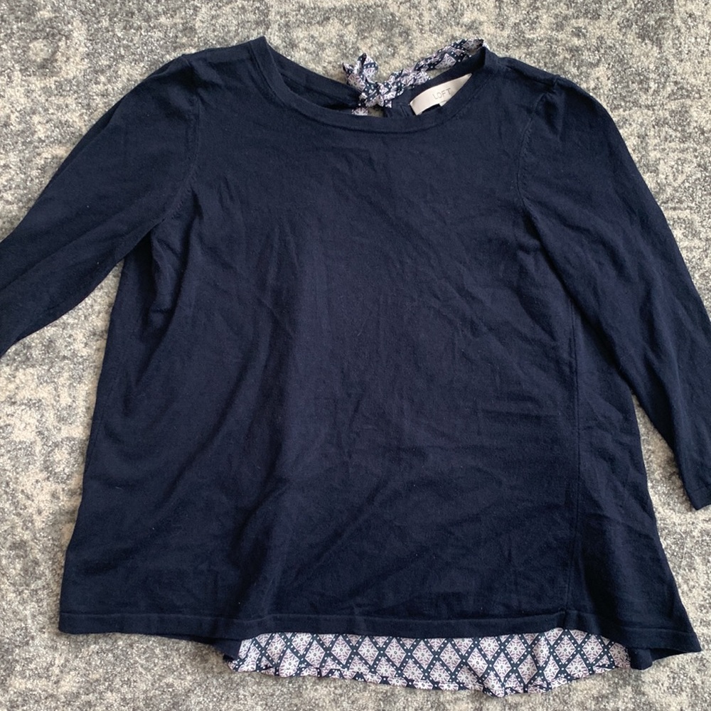Loft Mixed Media 3/4 Sleeve Swing Sweater - Picture 2 of 7